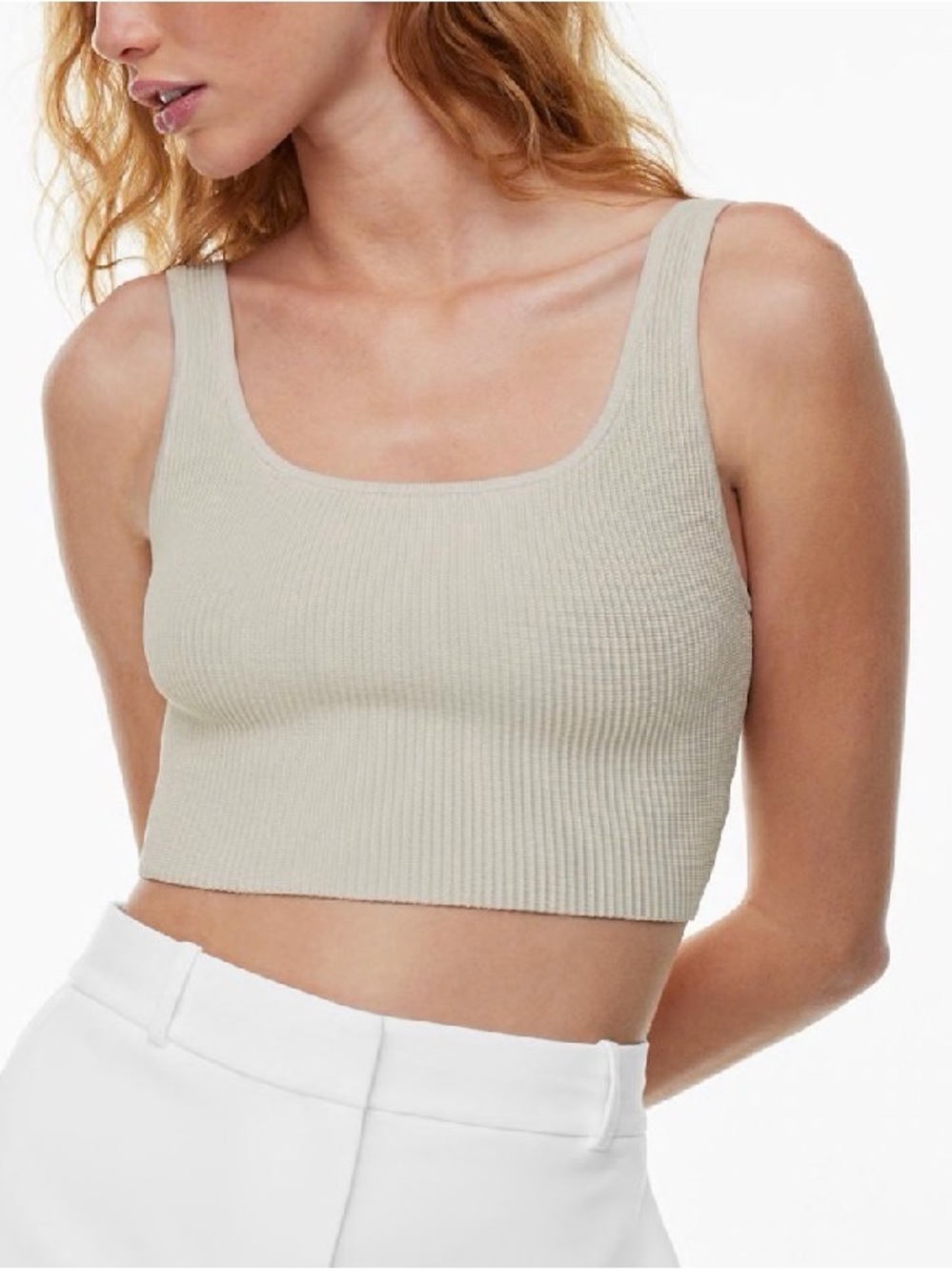 Babaton  Sculpt Knit Squareneck Cropped Top